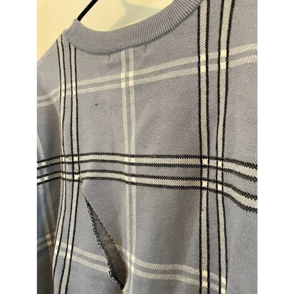 Tahari Women's Size X-large Blue Plaid NEW Sweater DAMAGED - Picture 8 of 8